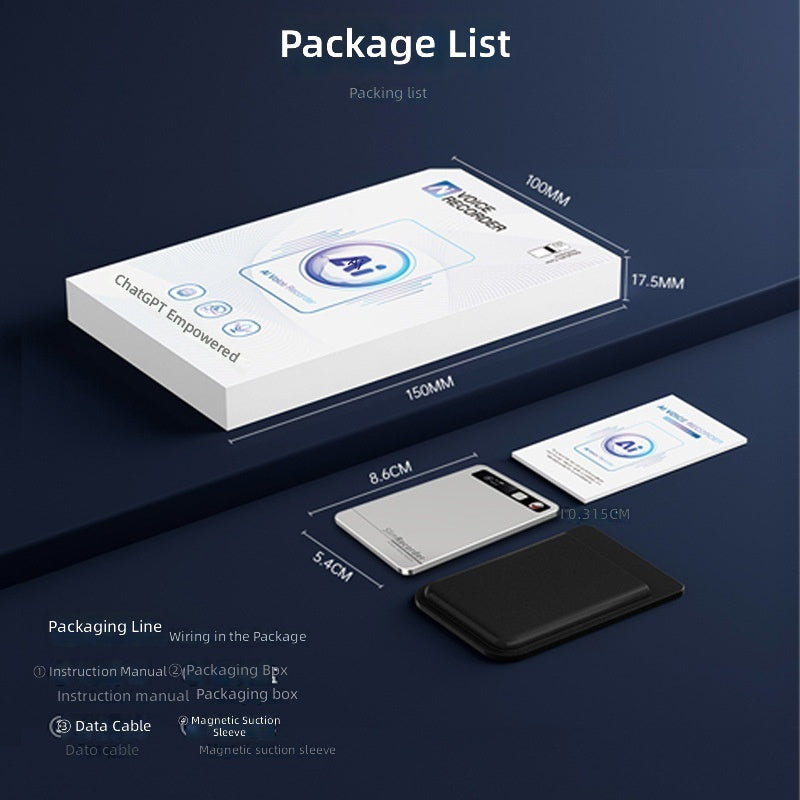 A6 Ultra-Slim WiFi AI Voice Recorder Card - 64GB Professional Meeting Transcriber